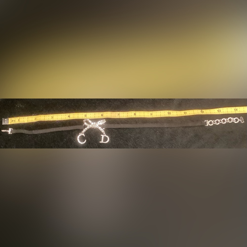 Vintage Y2K Christian Dior Swarovski Crystal Bow 'CD' Choker Necklace - RARE - Picture 8 of 8
